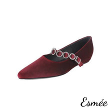 將圖片載入圖庫檢視器 Burgundy-Suede-Maryjanes-with-Rhinestone-Straps-and-3-cm-Invisible-Increased-Height-Design-product-shots-white-background
