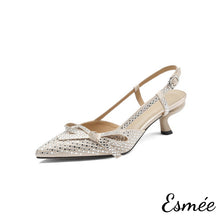 Load image into Gallery viewer, Campagne-Silk-High-Heel-Slingback-with-Rhinestone-Design-product-shots-white-background
