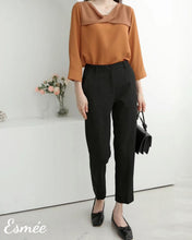 Load image into Gallery viewer, Caramel-Korean-Chiffon-Blouse-with-Cowl-Neckline-Design-model-shots-1
