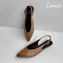 將圖片載入圖庫檢視器 Caramel-Leather-Slingback-with-pointed-Toe-Design-product-shots

