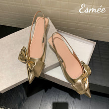 Load image into Gallery viewer, Gold-Leather-High-Heel-Sandals-with-Big-Bow-Knot-Design-product-shots
