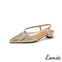 將圖片載入圖庫檢視器 Gold-Leather-Slingback-with-Rattan-Design-product-shots-white-background
