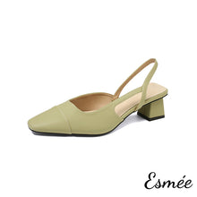 Load image into Gallery viewer, Green-Leather-High_Heel-Slingback-product-shots-white-background
