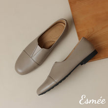 Load image into Gallery viewer, Grey-Leather-Round-Toe-Loafers-product-shots
