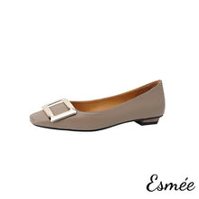 Load image into Gallery viewer, Grey-Patent-Leather-Flats-with-Metal-Buckle-product-shots-white-background
