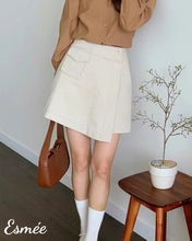 Load image into Gallery viewer, Ivory-Cotton-Skorts-with-Pocket-Design-model-shots-2
