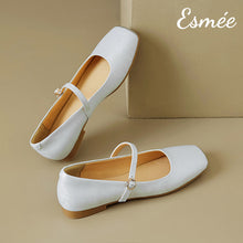 Load image into Gallery viewer, Ivory-Extra-Soft-Leather-Maryjanes-with-Squared-Toe-Design-product-shots
