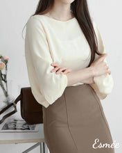 Load image into Gallery viewer, Ivory-Korean-Chiffon-Blouse-with-Bishop-Sleeves-model-shots-1
