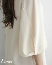 Load image into Gallery viewer, Ivory-Korean-Chiffon-Blouse-with-Bishop-Sleeves-model-shots-4
