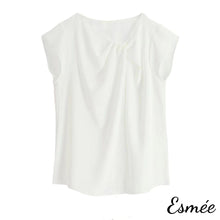 Load image into Gallery viewer, Ivory-Korean-Chiffon-Blouse-with-Kink-Design-product-shots
