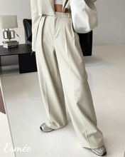 Load image into Gallery viewer, Ivory-Korean-Cotton-Loose-Long-Pants-with-Contrast-Layering-model-shots-1
