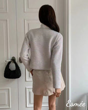 Load image into Gallery viewer, Ivory-Korean-Tweed-Fabrics-Jacket-with-Golden-Button-model-shots-3
