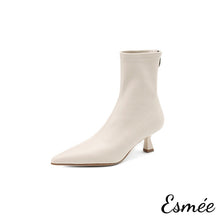 Load image into Gallery viewer, Ivory-Leather-Ankle-Boots-with-Stiletto-product-shots-white-background
