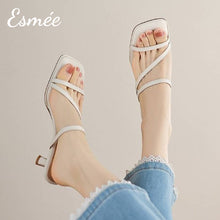 將圖片載入圖庫檢視器 Ivory-Leather-High-Heel-Sandals-with-Cushioned-Insole-Design-model-shots
