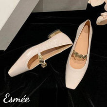 Load image into Gallery viewer, Ivory-Leather-Maryjanes-with-Golden-Coin-Design-product-shots
