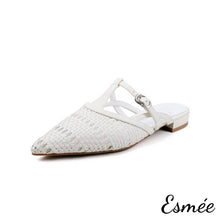 將圖片載入圖庫檢視器 Ivory-Leather-Mules-with-Roman-and-T-Strap-Design-product-shots-white-background

