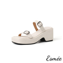 Load image into Gallery viewer, Ivory-Leather-PlatformSandals-product-shots-white-background
