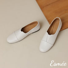 Load image into Gallery viewer, Ivory-Leather-Round-Toe-Loafers-product-shots
