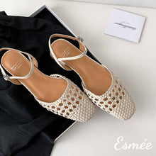 將圖片載入圖庫檢視器 Ivory-Leather-Sandals-with-Ankle-Straps-and-Woven-Design-product-shots
