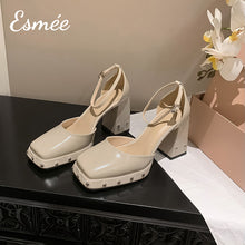 Load image into Gallery viewer, Ivory-Patent-Leather-High-Heel-Sandals-with-Rockstud-Platform-Design-product-shots
