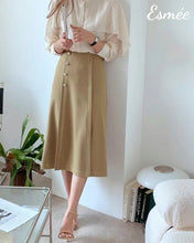 Load image into Gallery viewer, Khaki-Cotton-Long-Dress-with-Four-Button-Design-model-shots-1
