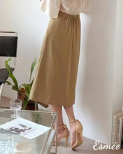 Load image into Gallery viewer, Khaki-Cotton-Long-Dress-with-Four-Button-Design-model-shots-3
