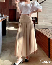 Load image into Gallery viewer, Khaki-Cotton-Pleaded-Long-Dress-with-Waist-Flap-and-Button-Design-model-shots-1
