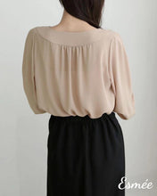 Load image into Gallery viewer, Khaki-Korean-Chiffon-Blouse-model-shots-3
