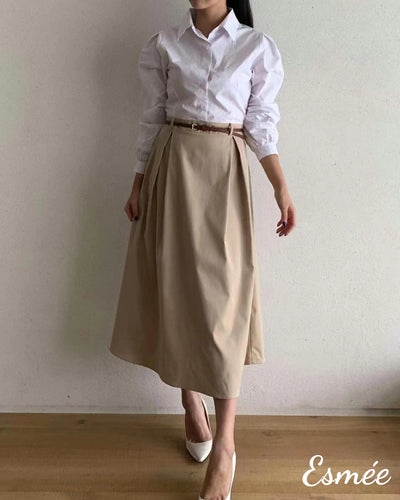 Khaki-Korean-Cotton-Shirt-Dress-with-Belt-Design-model-shots