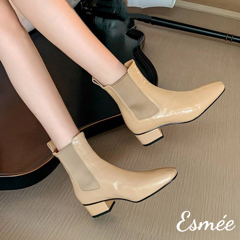 Leather Chelsea Boot with cm Block Heels - Main Image