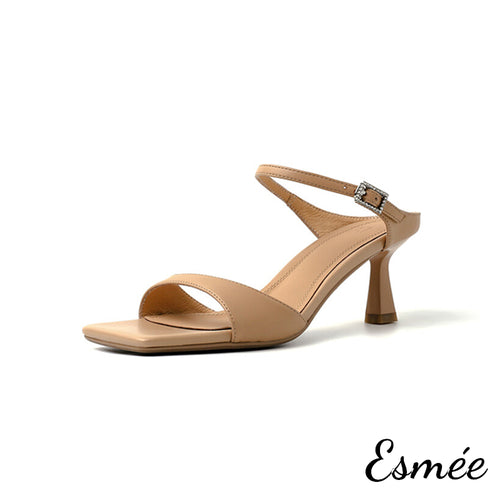 Khaki-Leather-High-Heel-Sandals-with-Square-Toe-Design-product-shots-white-background