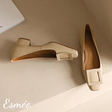 Load image into Gallery viewer, Khaki-Leather-High-Heels-with-Buckle-Design-product-shots
