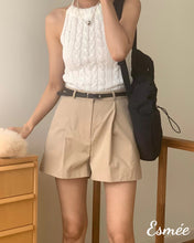 Load image into Gallery viewer, Khaki-Linen-Shorts-with-Belt-model-shots-1
