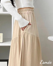 Load image into Gallery viewer, Khaki-Nylon_Long-Dress-with-Elasticated-Waistband-Design-model-shots-2
