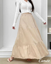 Load image into Gallery viewer, Khaki-Nylon_Long-Dress-with-Elasticated-Waistband-Design-model-shots-3
