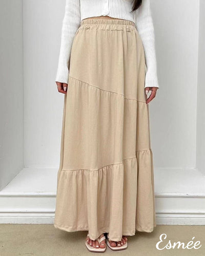 Khaki-Nylon_Long-Dress-with-Elasticated-Waistband-Design-model-shots-4