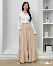 Load image into Gallery viewer, Khaki-Nylon_Long-Dress-with-Elasticated-Waistband-Design-model-shots
