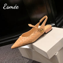 將圖片載入圖庫檢視器 Khaki-Pattered-Leather-Slingback-with-Twisted-Straps-product-shots
