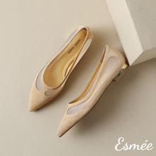 將圖片載入圖庫檢視器 Khaki-Suede-Flats-with-Net-Design-product-shots
