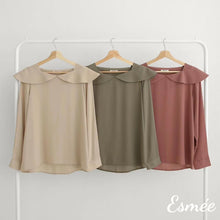 Load image into Gallery viewer, Korean-Chiffon-Blouse-with-Scalloped-Lapel-product-shots
