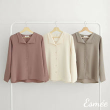 Load image into Gallery viewer, Korean-Chiffon-Shirt-with-Golden-Button-product-shots
