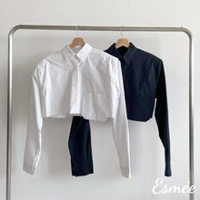 Load image into Gallery viewer, Korean-Cotton-Cropped-Shirt-product-shots
