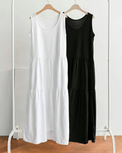 Load image into Gallery viewer, Korean-Cotton-One-Piece-Long-Midi-Dress-with-Sleeveless-Design-product-shots
