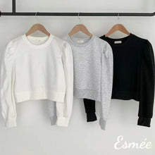 Load image into Gallery viewer, Korean-Cotton-Sweater-with-Puffed-Sleeves-product-shots
