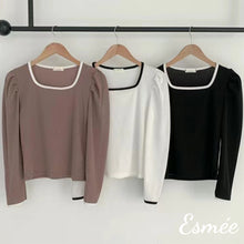 將圖片載入圖庫檢視器 Korean-Cotton-Top-with-Puffed-Sleeves-and-Contrast-Border-Collar-Design-product-shots
