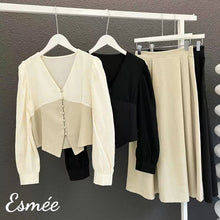 Load image into Gallery viewer, Korean-Linen-Set-with-Dual-Color-Shirt-and-Long-Dress-product-shots
