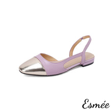 Load image into Gallery viewer, Lavendar-Leather-Slingback-with-Metallic-Toe-Cap-product-shots-whtie-background
