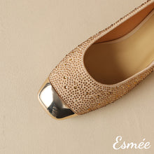 Load image into Gallery viewer, Leather-Flats-with-Bead-and-Golden-Toe-Cap-Design-product-shots-1
