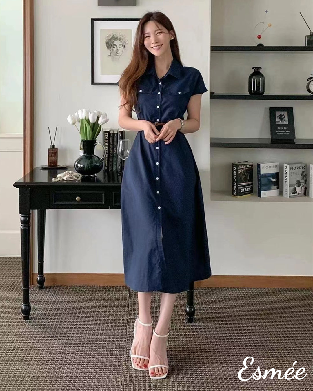 korean linen dress Cotton Linen Women Summer Dress