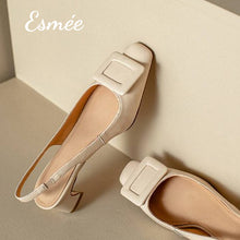將圖片載入圖庫檢視器 Nude-Leather-High-Heel-Slingback-with-Buckle-Design-product-shots
